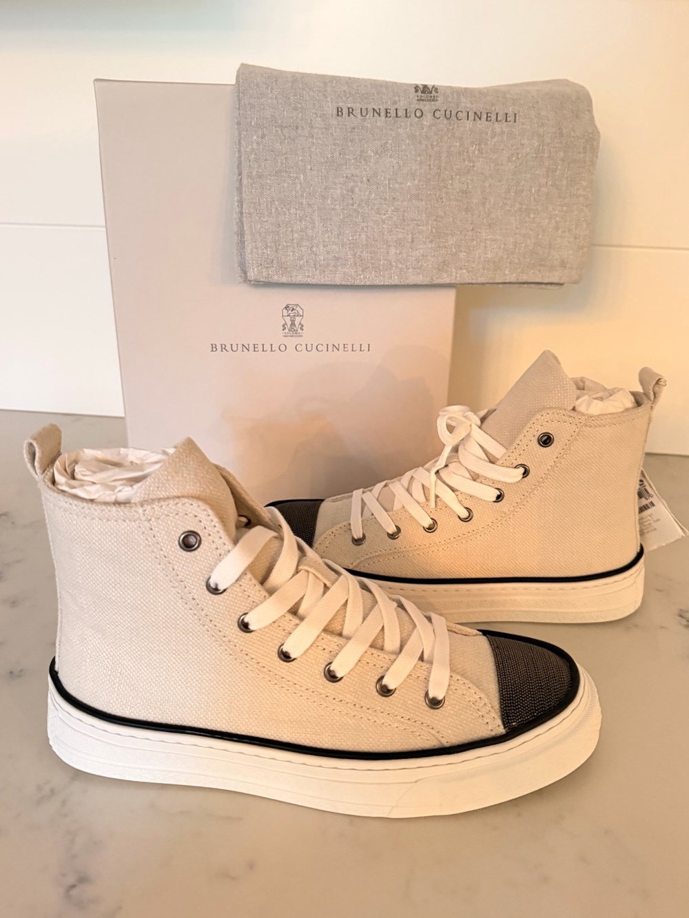 BRUNELLO CUCINELLI Insanely Cool High-Top Beaded Canvas Sneakers 39 NIB $1,200!!